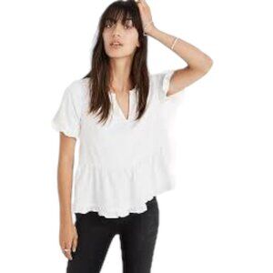 Madewell White Peplum Top